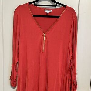 JM Collection Red Top with Black Accent